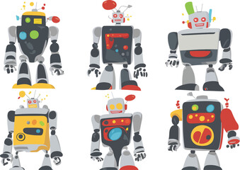robot, toy, retro, cartoon, vector, isolated