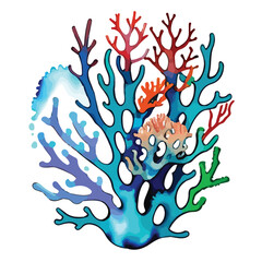 Naklejka na ściany i meble Watercolor paint hand sea corals vector illustration on a white background wedding invitation art style