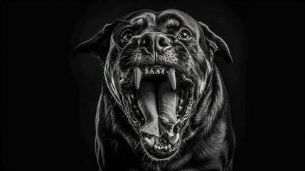 black angry dog ready to attack, made with Generative AI - obrazy, fototapety, plakaty