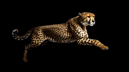 leopard in front of a black background