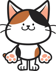 三毛猫のキャラクター　かわいい・ゆるい動物のベクターイラスト素材