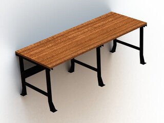 Steel Wood Bench 3D model