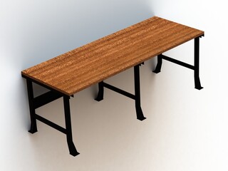 Fototapeta premium Steel Wood Bench 3D model