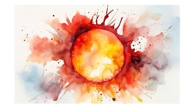 a beautiful picture of the sun painted with watercolors