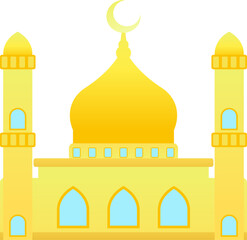 Mosque vector illustration. Shiny mosque icon for sign and symbol of muslim worship place. Mosque gradient icon of islam religion and muslim faith. Place of muslim to pray
