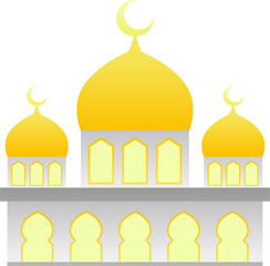 Mosque vector illustration. Shiny mosque icon for sign and symbol of muslim worship place. Mosque gradient icon of islam religion and muslim faith. Place of muslim to pray
