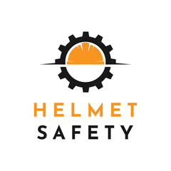 Gear with safety helm logo design idea
