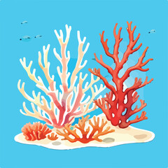 Fototapeta na wymiar Watercolor sea corals vector illustration on a white background wedding invitation art style