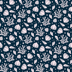 seamless pattern with underwater life