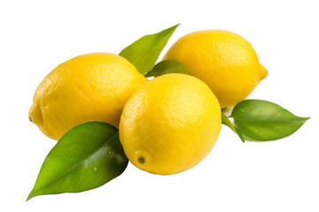 Lemons with Leaf on Transparent Background. AI