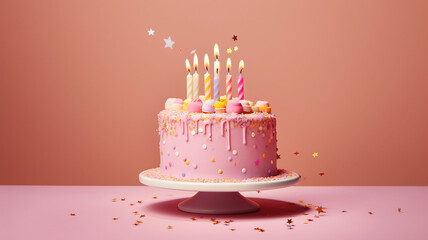 Pink birthday cake for the celebration