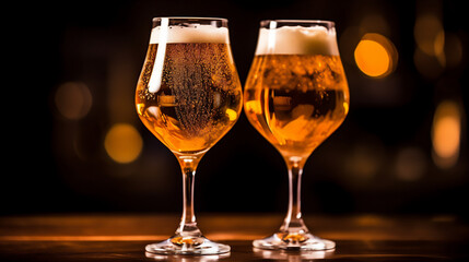 Two Glasses with Beer. Food & Drink Photography