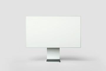 Computer display with blank white screen. Stylish desktop computer mockup