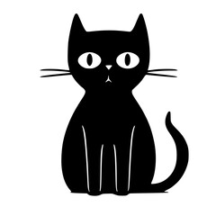 Black cat outline, Vector illustration of a black cat, 
Outline drawing of a black cat, Black cat line art, Minimalist black cat design, Black cat silhouette, Contemporary black cat vector