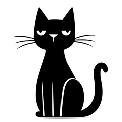 Black cat outline, Vector illustration of a black cat, 
Outline drawing of a black cat, Black cat line art, Minimalist black cat design, Black cat silhouette, Contemporary black cat vector