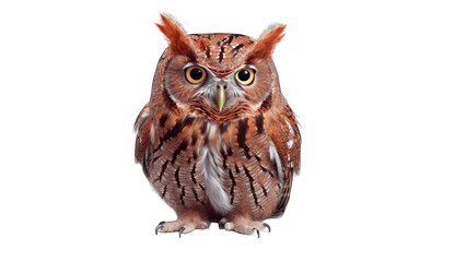 Eastern Screech Owl isolated on transparent background created with generative AI technology