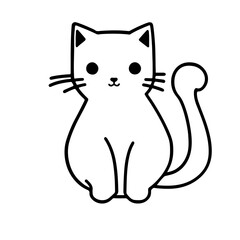 Cute cat outline, vector illustration, international cat day.Ai generate 
