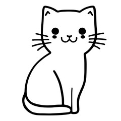 Cute cat outline, vector illustration, international cat day.Ai generate 