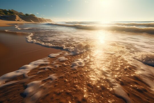 Sea beach sand sunny day. Generate Ai