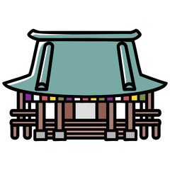 太い線で描かれたカットイラスト / お寺