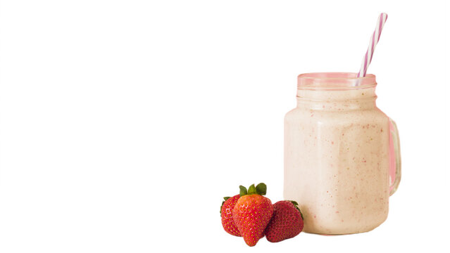 strawberry yogurt in glass isolated on a transparent background