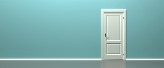 White door and empty wall and floor