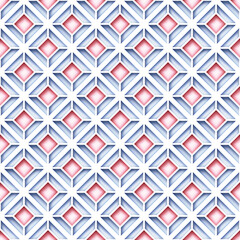 Seamless Colorful Geometric Pattern with Rhombuses. Endless Modern Mosaic Texture.  Fabric Textile, Wrapping Paper, Wallpaper. Vector 3d Illustration. Abstract Art