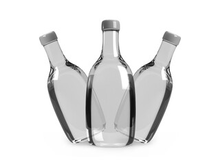 Curved Glass Bottle 3D Illustration Mockup Scene