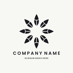Flower Logo vector design template black logo and white background