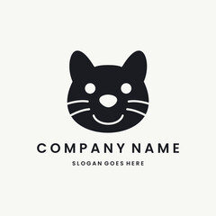 Cat Logo vector design template black logo and white background