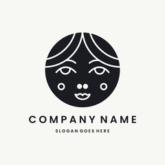 Child people Logo vector design template black logo and white background