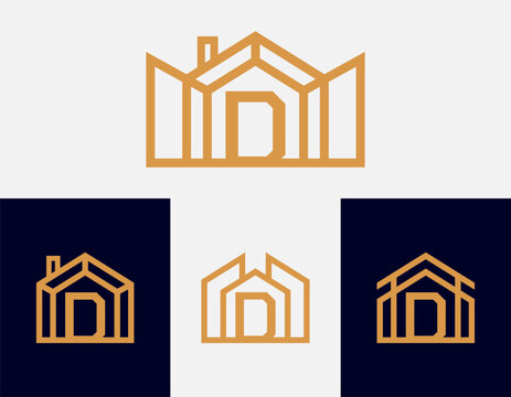 Letter D house building logo. This logo is perfect for home rentals, home sales, real estate, construction, and the like.