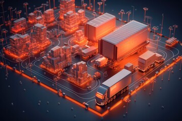 AI-powered logistics system optimizing route planning, resource allocation, and delivery schedules, revolutionizing the efficiency and cost-effectiveness of the transport industry - Generative AI