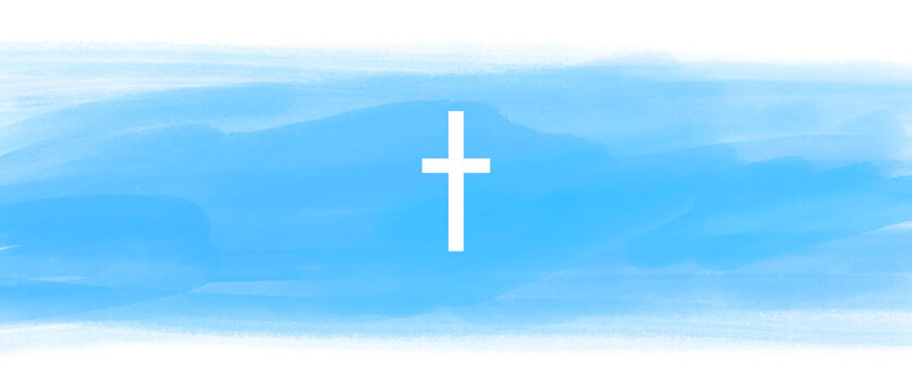 banner crosses illustration, border Isolated on transparent background, textured background, cross on the sky, Watercolor png Easter cross clipart.