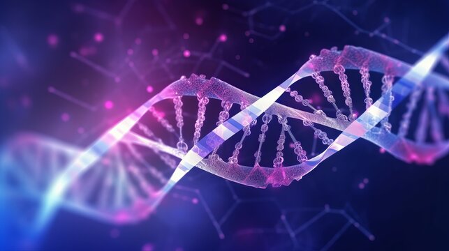 Abstract DNA Technology: Futuristic Science Medical Concept, DNA helix background, Generative AI