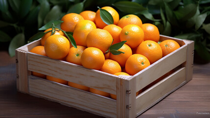 box of fresh oranges. Generative Ai. 