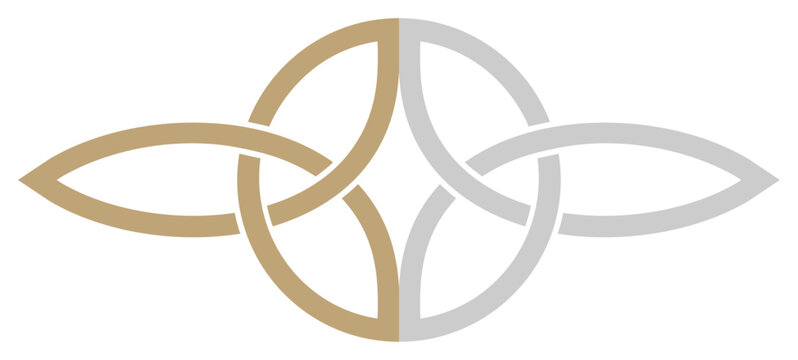 Serch Bythol in Gold und Silber. Keltisches Symbol. Isolierter Hintergrund.
Keltisches Symbol das die nie endende Liebe zwischen zwei Menschen darstellt.