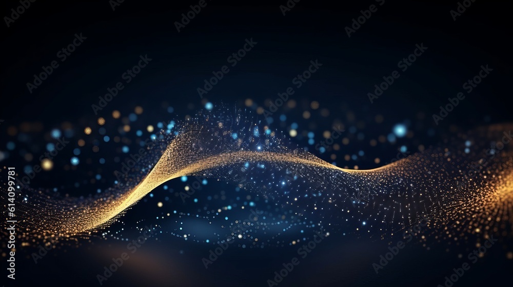 Canvas Prints data technology illustration: abstract futuristic background with connecting dots and lines on dark 