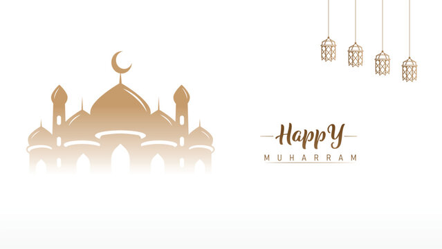poster banner wallpaper template design for muharram islamic new year celebration