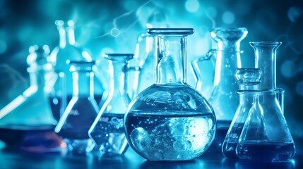 Laboratory Glassware with Liquid - Discover the Fascinating World of Laboratory Research with Stunning Scientific Glassware for Chemical Backgrounds