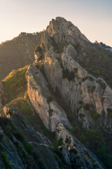 Italy dolomites mountain cliffs at sunrise