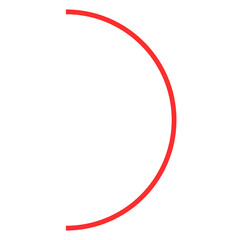 Semi circle Line bold Right side material (stuff infographic) RED color