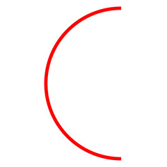Semi circle Line bold left side material (stuff infographic) RED color
