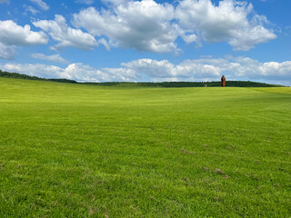 A wonderful open-air park. sunny weather and light clouds in the sky create an amazing atmosphere. Beautiful sunny summer day
