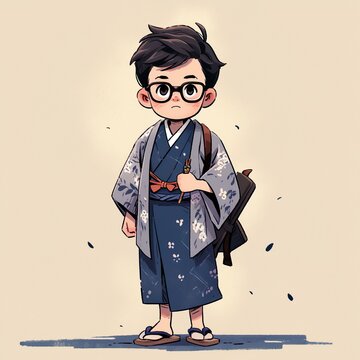 Scholarly Shōnen: Nerdy Kid Dressed as Teacher in, Generated by Generative AI
