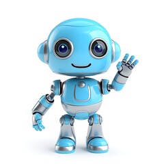 Blue robot isolated on white, ai generated