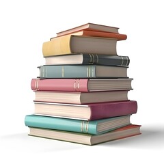Stack of colorful books on white background, ai generated