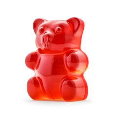 Red gummy bear isolated on white background, ai generated
