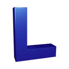 Blue alphabet letter l in 3d rendering for education, text concept