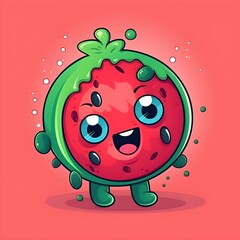 Obraz premium Cute funny watermelon cartoon mascot, ai generated